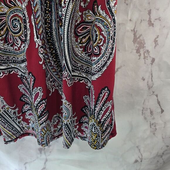 Cocomo Blouse Womens 3X Red Black Popover Button V Short Sleeve Shirt Notch - Picture 4 of 10